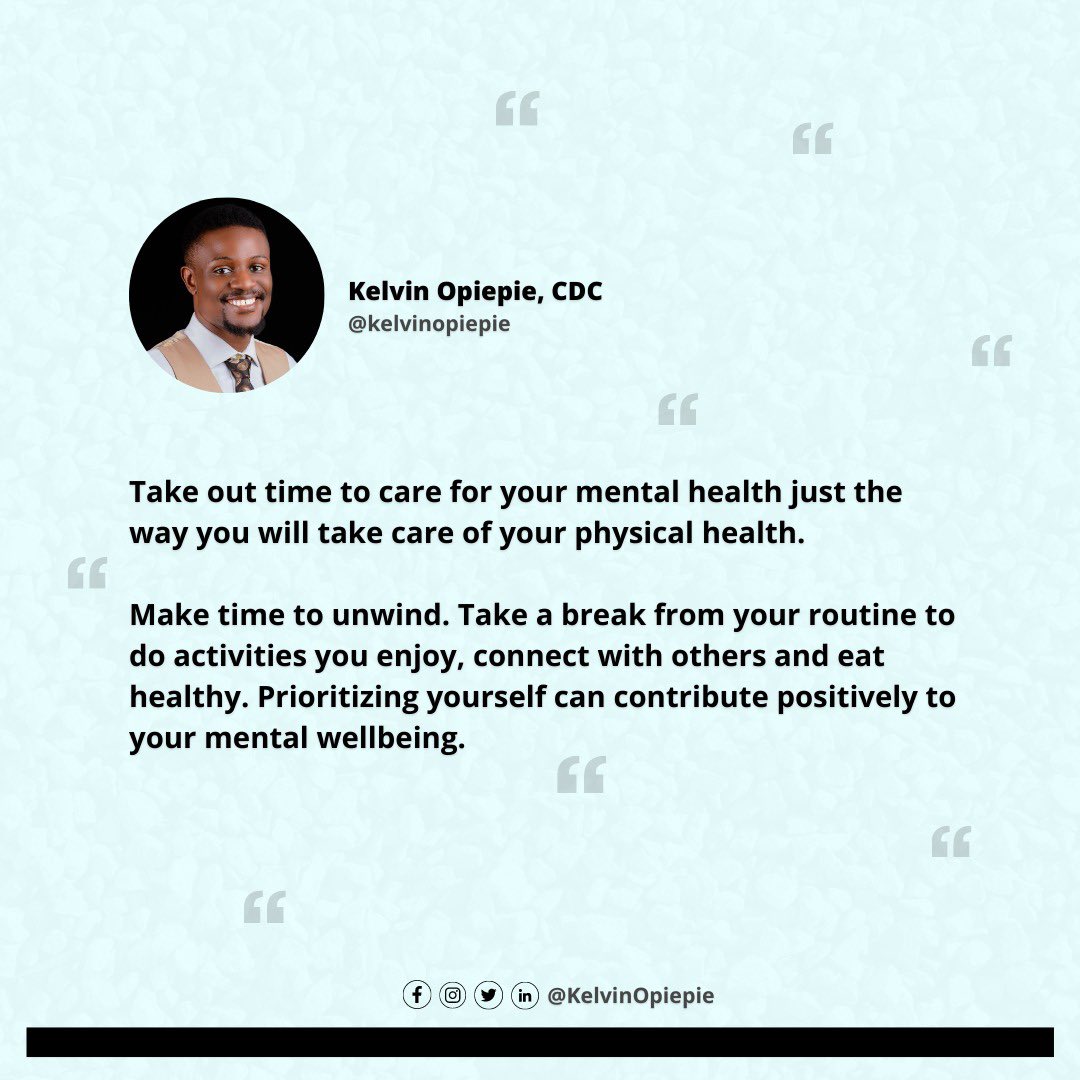 Taking care of your mental health is just as important as your physical health and it also has a tremendous impact on physical health. 

#mentalhealth #MentalHealthDay