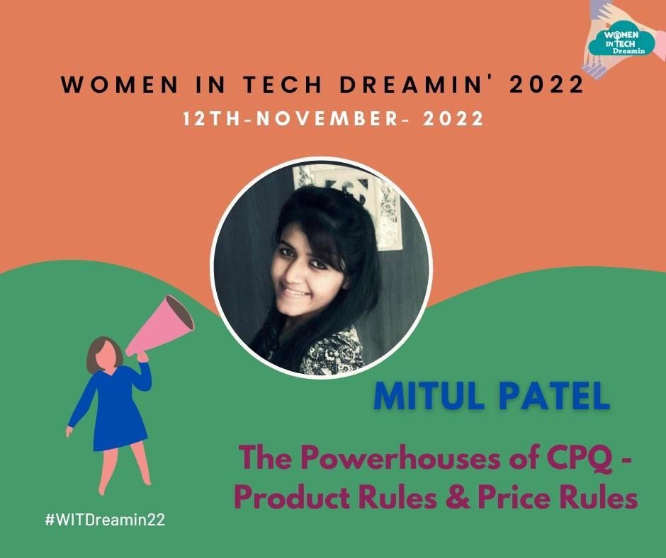 Mitul Patel (@mitzeey92) on Twitter photo Join my session The Powerhouses of CPQ - Product Rules & Price Rules at <a href="/witdreamin/">Women In Tech Dreamin'</a> on November 12, 2022, at 1 pm in the Main Hall! <a href="/kavindrapatel/">kavindrapatel</a> <a href="/SfdcKiran/">Naga Kiran Manyala</a> <a href="/NeetuBansal5/">Neetu Bansal #WITDreamin24</a> <a href="/khyatu07/">Khyati Mehta #WITDreamin24</a> <a href="/Shivamsfdc/">Shivam Kumar</a> <a href="/sunadrasane/">Sunad Rasane</a> <a href="/aviralsf/">Aviral Agrawal</a> @ShagunShar_ma <a href="/shail_sfdc/">Shailendra Sharma</a> <a href="/Akash_SFDC/">Akash Mishra (He/Him)</a> Join my session The Powerhouses of CPQ - Product Rules & Price Rules at <a href="/witdreamin/">Women In Tech Dreamin'</a> on November 12, 2022, at 1 pm in the Main Hall! <a href="/kavindrapatel/">kavindrapatel</a> <a href="/SfdcKiran/">Naga Kiran Manyala</a> <a href="/NeetuBansal5/">Neetu Bansal #WITDreamin24</a> <a href="/khyatu07/">Khyati Mehta #WITDreamin24</a> <a href="/Shivamsfdc/">Shivam Kumar</a> <a href="/sunadrasane/">Sunad Rasane</a> <a href="/aviralsf/">Aviral Agrawal</a> @ShagunShar_ma <a href="/shail_sfdc/">Shailendra Sharma</a> <a href="/Akash_SFDC/">Akash Mishra (He/Him)</a>