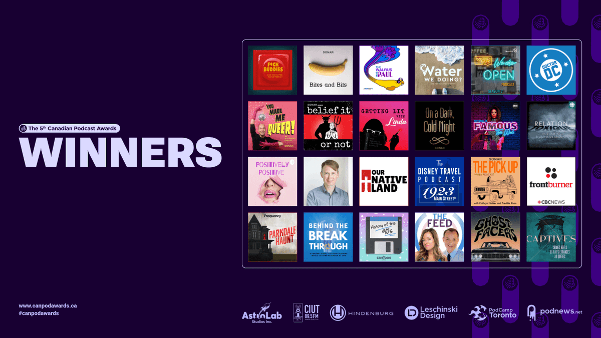 CanPodAwards's tweet photo. Congratulations to all of the nominees and winners. The passion and dedication that you show for your craft is truly inspiring. Thank you again to everyone who voted this year!

#podcast #podcasting #canada #canpodawards #canadianpodcasts #podcaster #podcastlife #podcasts https://t.co/WARwkMSiYF