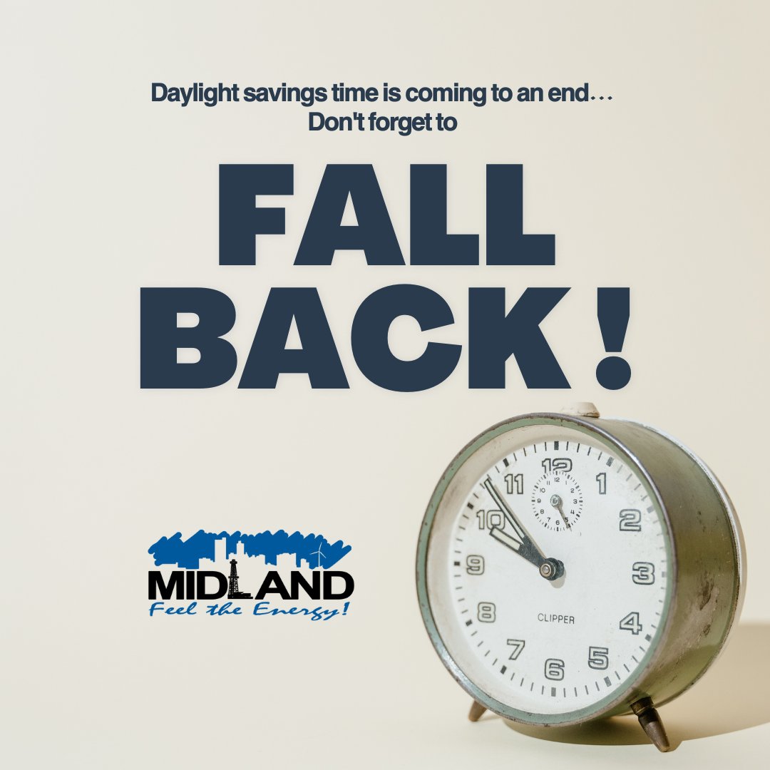 City of Midland on Twitter "Reminder! Set your clocks back this weekend! Clocks are turned