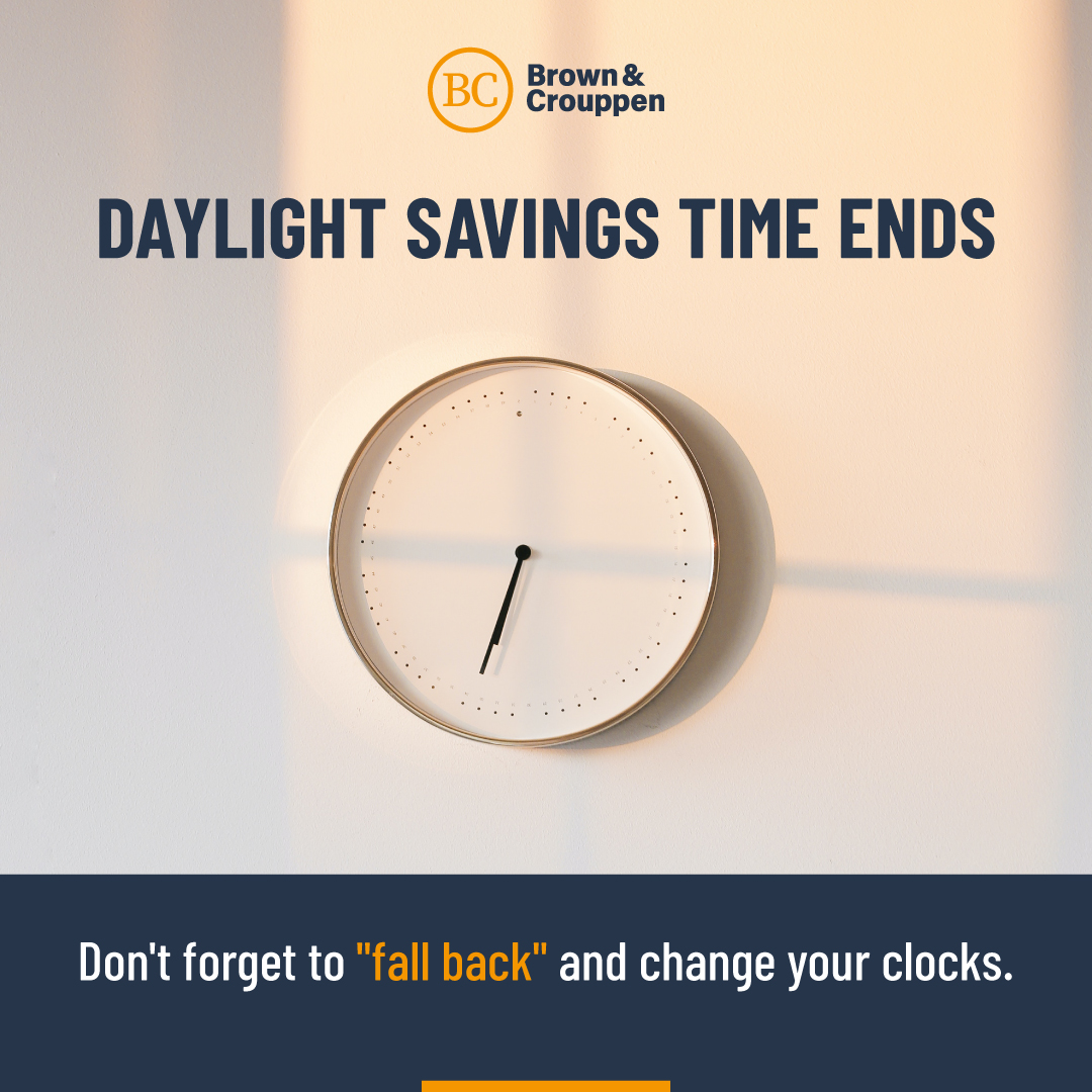 GetBC's tweet photo. Here's your reminder to set your clocks back an hour tonight for the end of Daylight Savings Time. ⏰
#DaylightSavingsTime #DST #SetYourClocks #GetBC #BrownandCrouppen https://t.co/vxp6BW6kqR