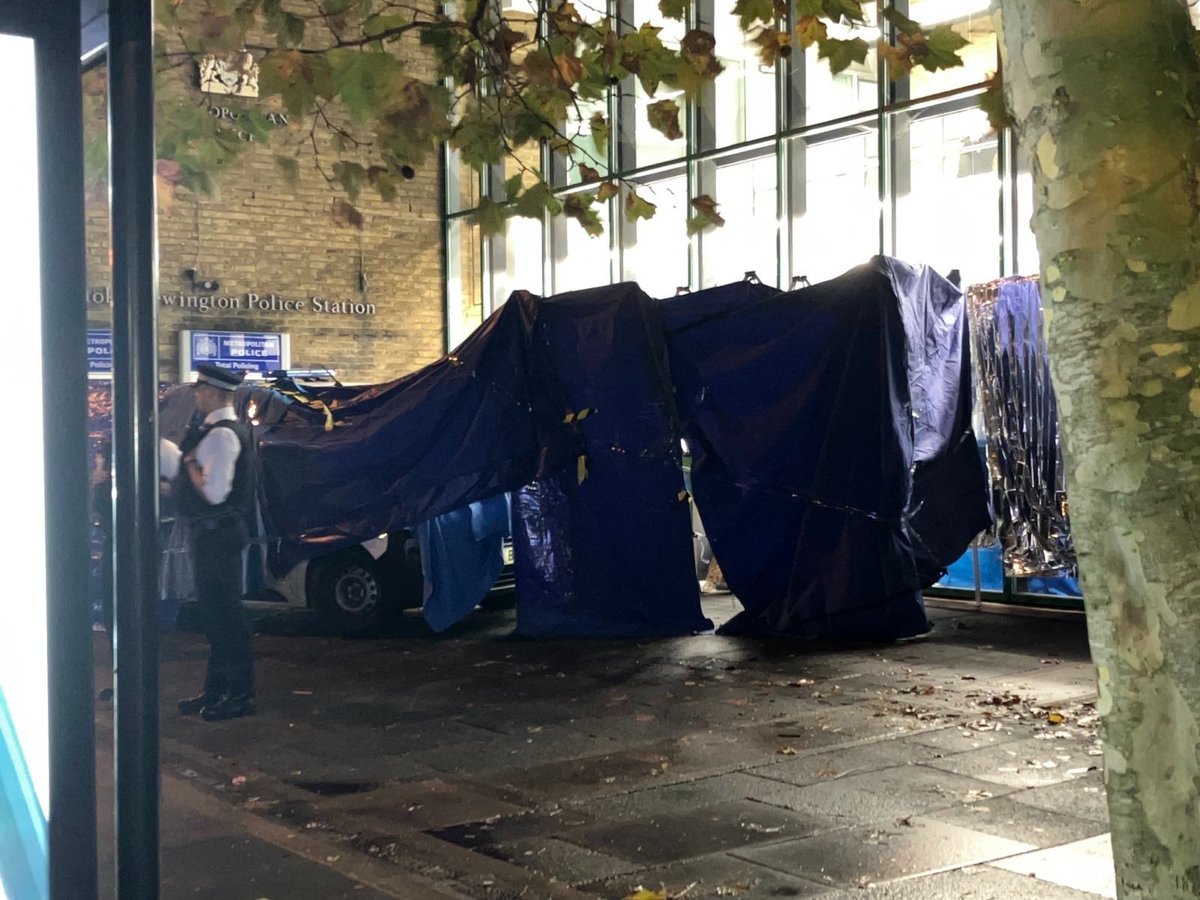 Hackney Cop Watch (@hackneycopwatch) on Twitter photo <a href="/MPSHackney/">Hackney Police</a> are saying someone has died inside Stoke Newington Police Station and 'it's not being treated as suspicious'.
Why is the whole area cordoned off? Why are armed police outside? Why have they built a tunnel to keep the public from view? WHAT ARE THEY TRYING TO HIDE? <a href="/MPSHackney/">Hackney Police</a> are saying someone has died inside Stoke Newington Police Station and 'it's not being treated as suspicious'.
Why is the whole area cordoned off? Why are armed police outside? Why have they built a tunnel to keep the public from view? WHAT ARE THEY TRYING TO HIDE?