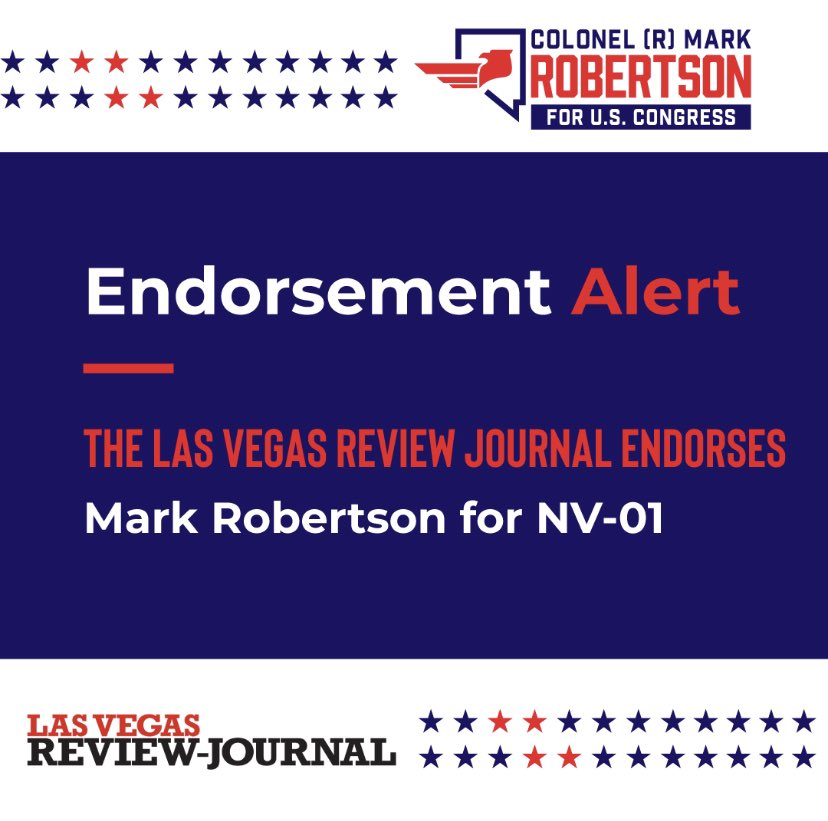 I'm endorsed by the @reviewjournal because I'm offering bipartisan solutions to the issues affecting Nevadans the most: inflation, crime, education, gas prices, and water. #NV01