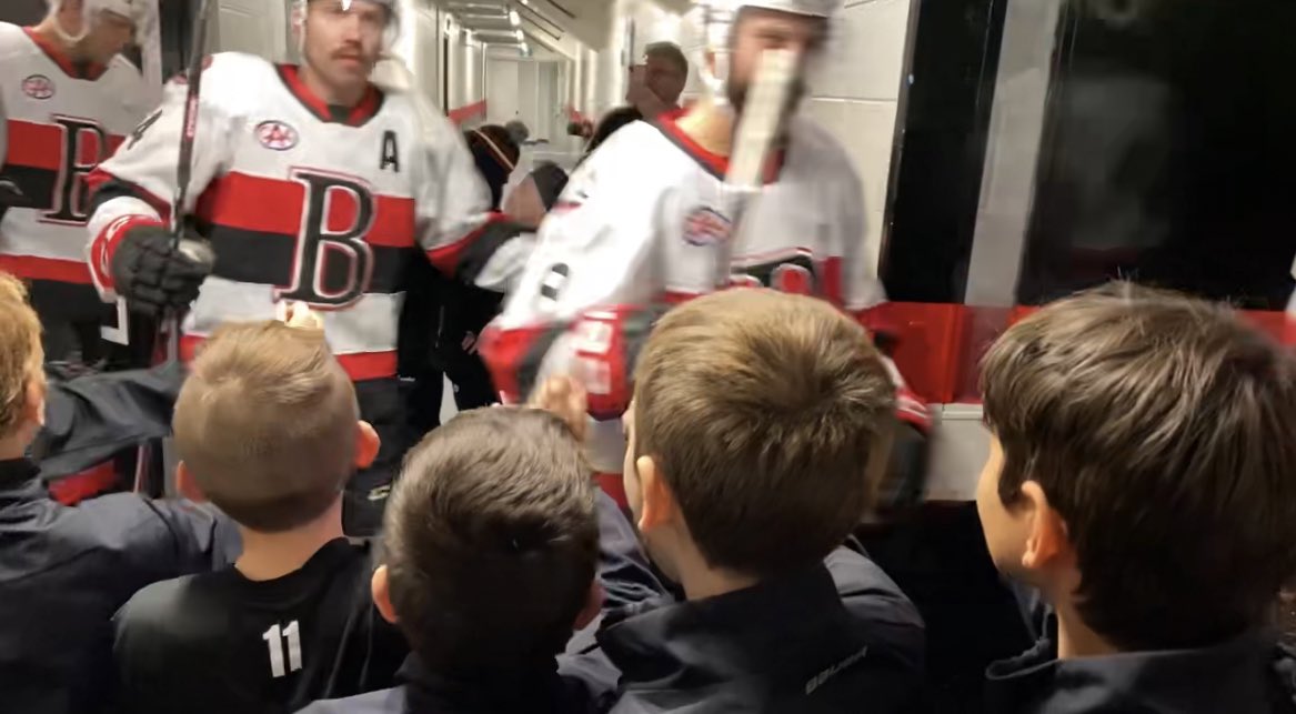 Thank you to the <a href="/BellevilleSens/">Belleville Senators</a> for the fist bumps and the amazing game last night. You inspired these kids to their first win of the season today!