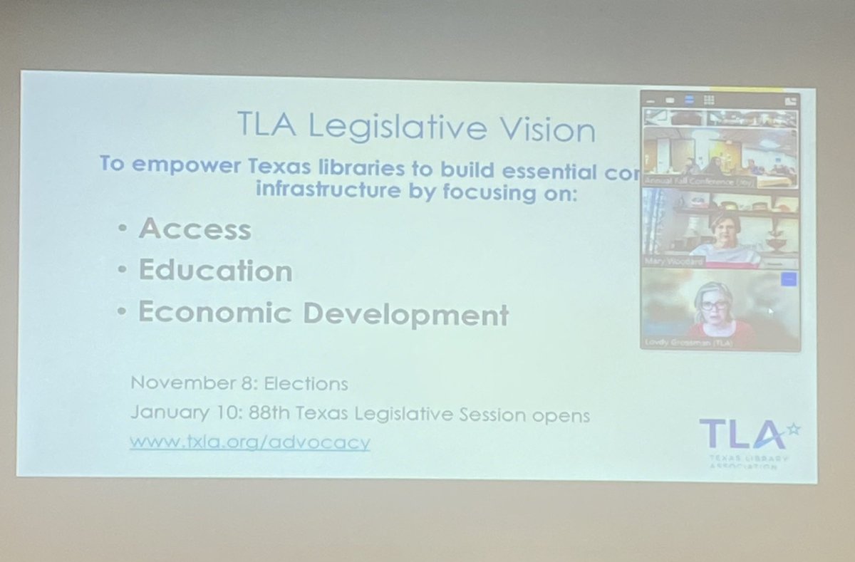 Thank you to <a href="/TXLA/">Texas Library Assn.</a> @MaryWoodard and <a href="/LovdyHG/">Lovdy Hamm Grossman</a> for updating us on TLA vision and news!