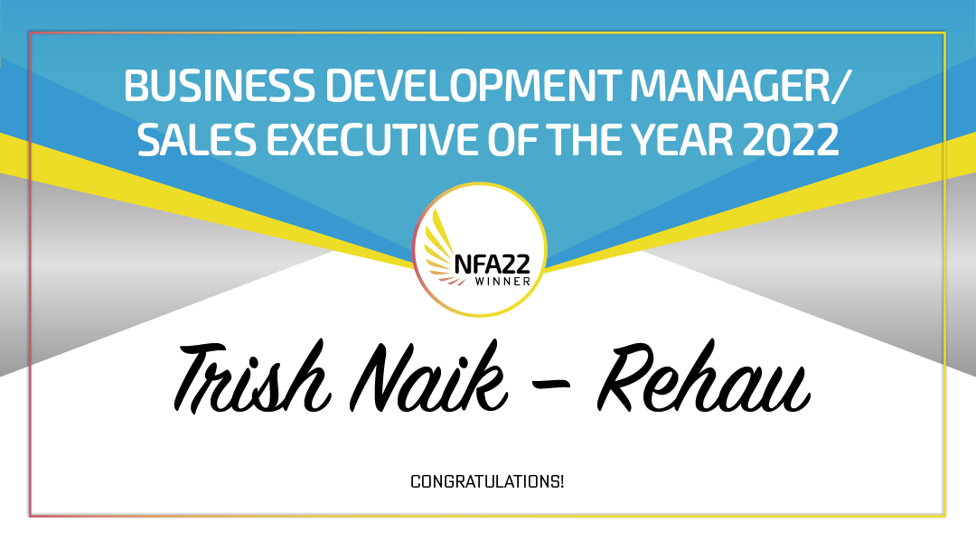 NatFenAwards's tweet photo. Business Development Manager/Sales Executive Of The Year is awarded to Trish Naik @REHAUWindows three cheers to you! #winnersevent #nfa22 https://t.co/ijmytMmsG8
