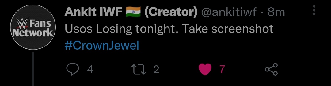 FarmerSuplex's tweet photo. @ankitiwf bhai 😭 #WWECrownJewel https://t.co/JvojgPPNK9