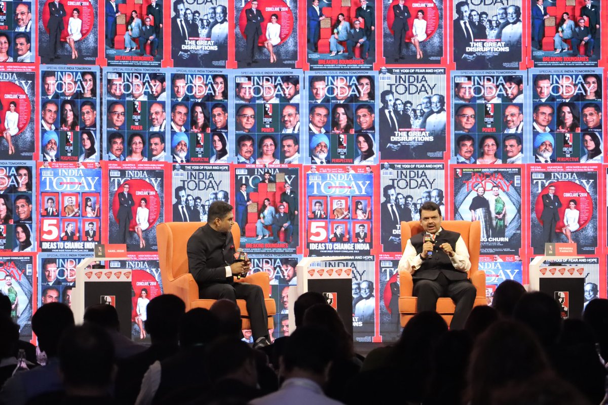 Dev_Fadnavis's tweet photo. Interacted at the @IndiaToday #ConclaveMumbai22 this evening.

It got much interesting as our Union Minister @PiyushGoyal ji too joined!

Do check out our thoughts and wits on political weight, vendetta, intention &amp; action for thorough development &amp; seva @ https://t.co/kOW1WkvOxx https://t.co/dJZbJlNK0M