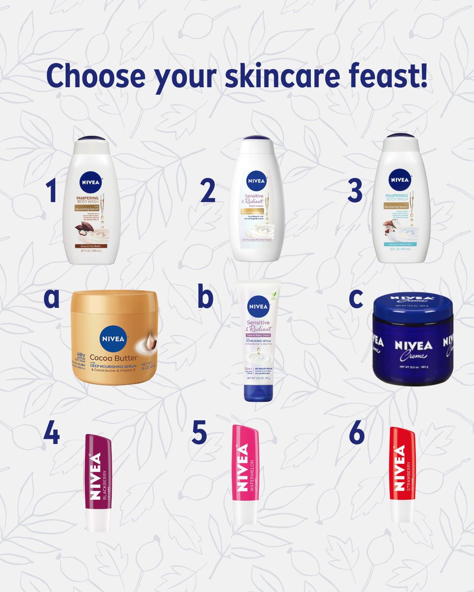NIVEAUSA's tweet photo. What does your skincare feast look like? We'll go with 2, b, 5 💙​
​
Will anyone twin with us in the comments? 🤔​

#NIVEAUSA #NourishOn #FallSkincareRoutine #FallRoutine #SkincareRoutine #Thanksgiving https://t.co/Aykoodn7Ku