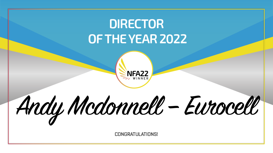 NatFenAwards's tweet photo. 2022 Director of the year is awarded to Andy Mcdonnell @eurocellplc great work! #winnersevent #nfa22 https://t.co/KwbUvRvNgV