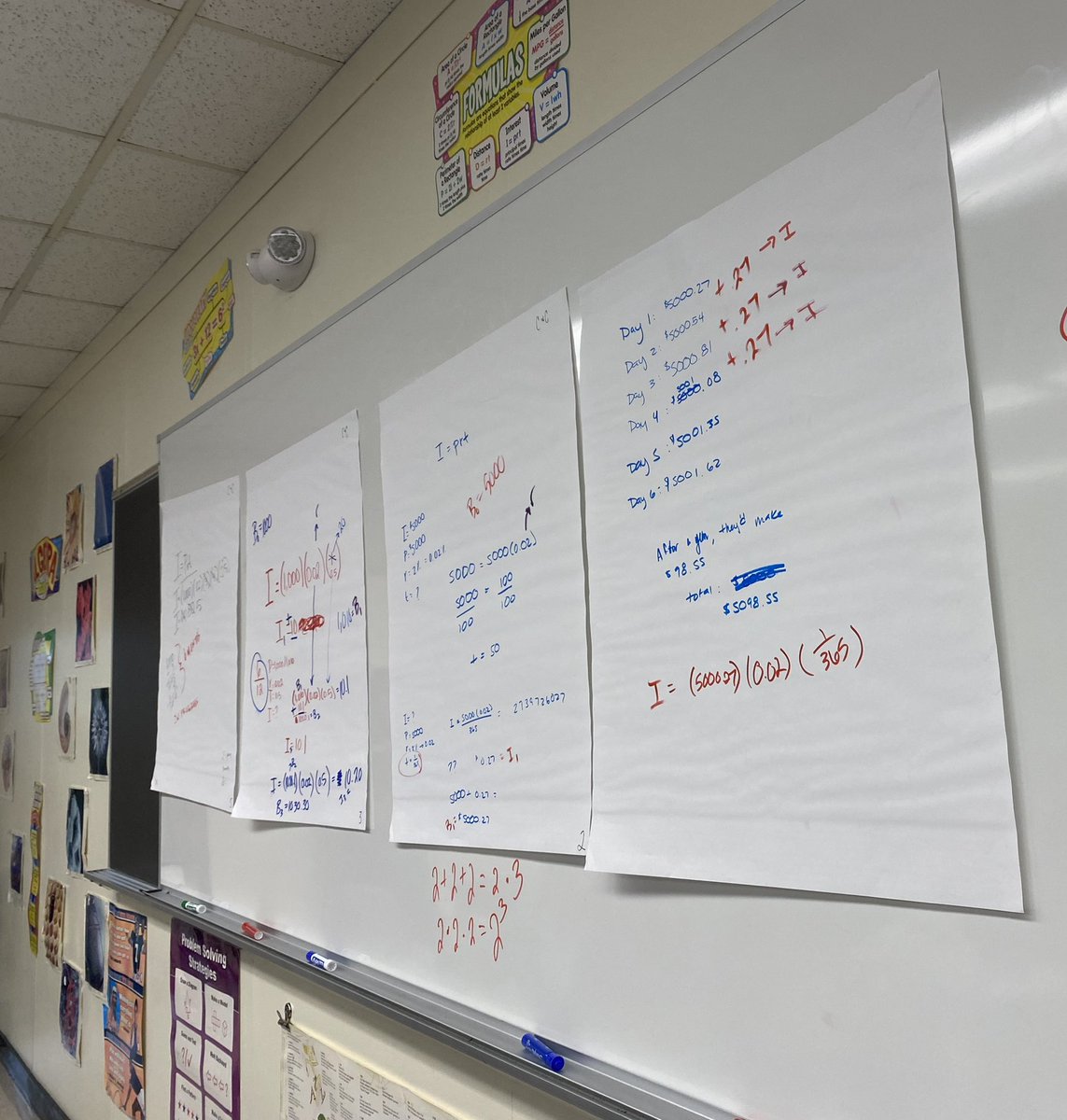 ProvoEDU's tweet photo. Seniors in Financial Algebra using their understanding of simple interest to work through how to find compound interest. No mimicking going on in this classroom - Check out their thinking!!
#buildingthinkingclassrooms @pgliljedahl https://t.co/jdW1jUtNUH