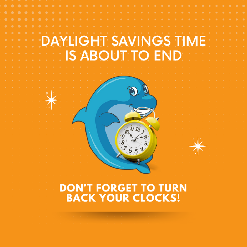 Don't forget to turn back your clocks tomorrow one hour! We wouldn't want you to miss your swim lesson 😉