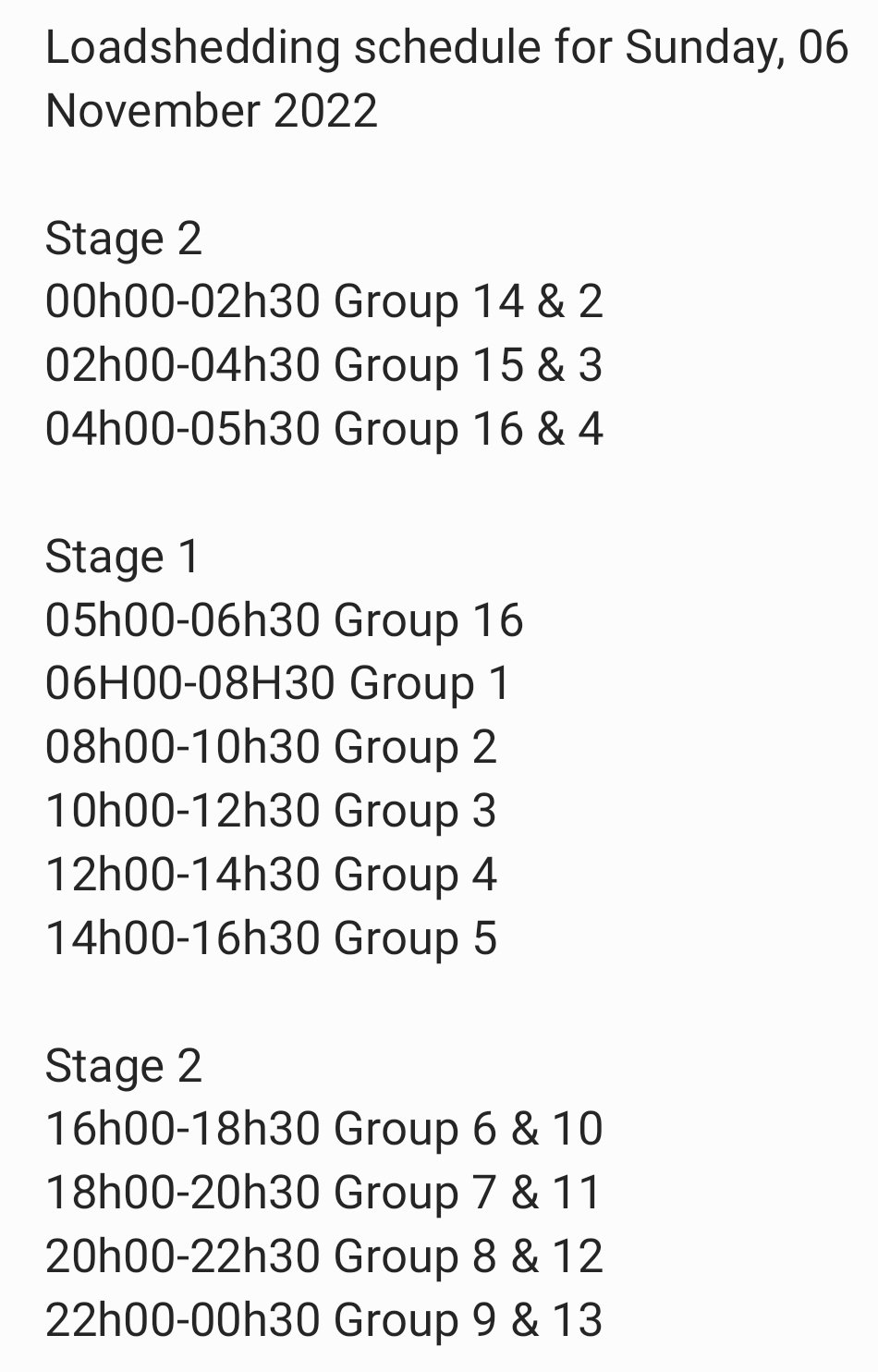 city-of-tshwane-on-twitter-loadshedding-schedule-for-sunday-06