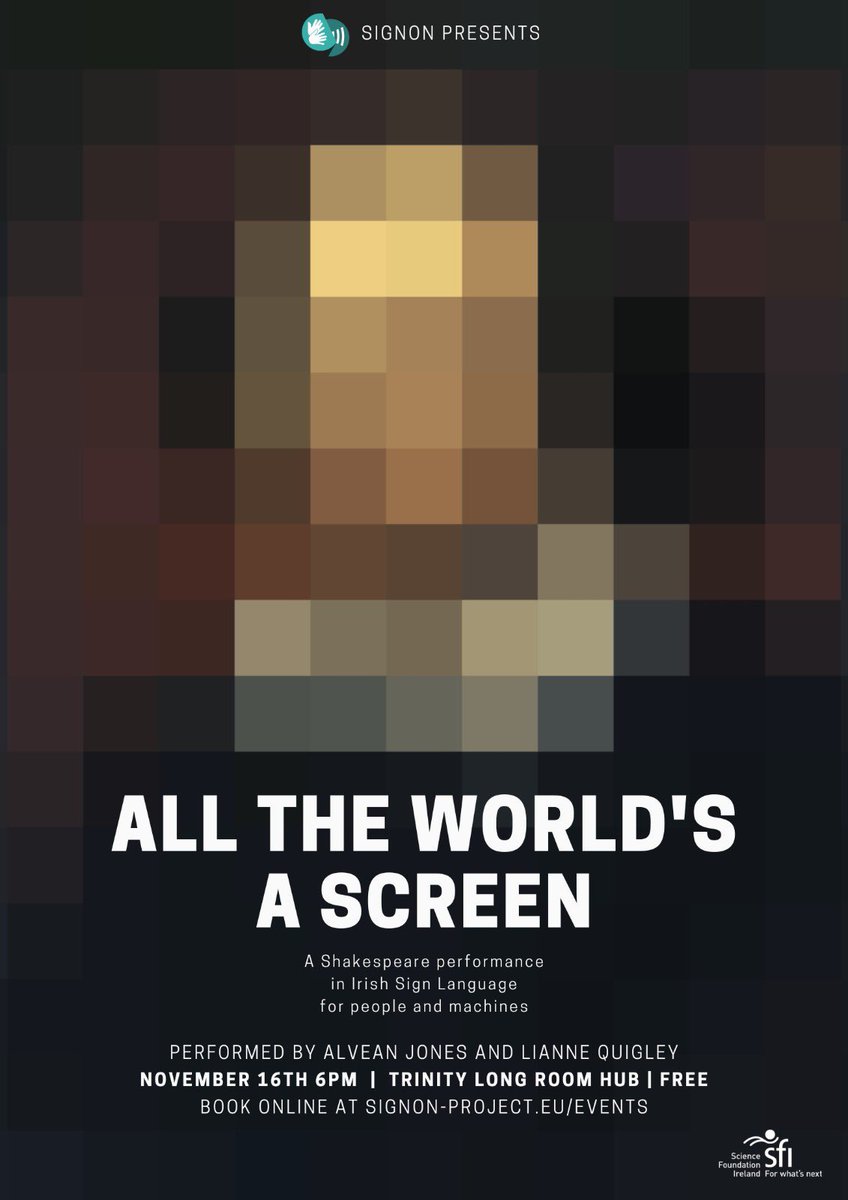 Come along to see me to perform next week (Wednesday week) #ScienceWeek #IrishSignLanguage <a href="/SignONEU/">SignON</a> #Deafartists #Shakespeare eventbrite.ie/e/all-the-worl…