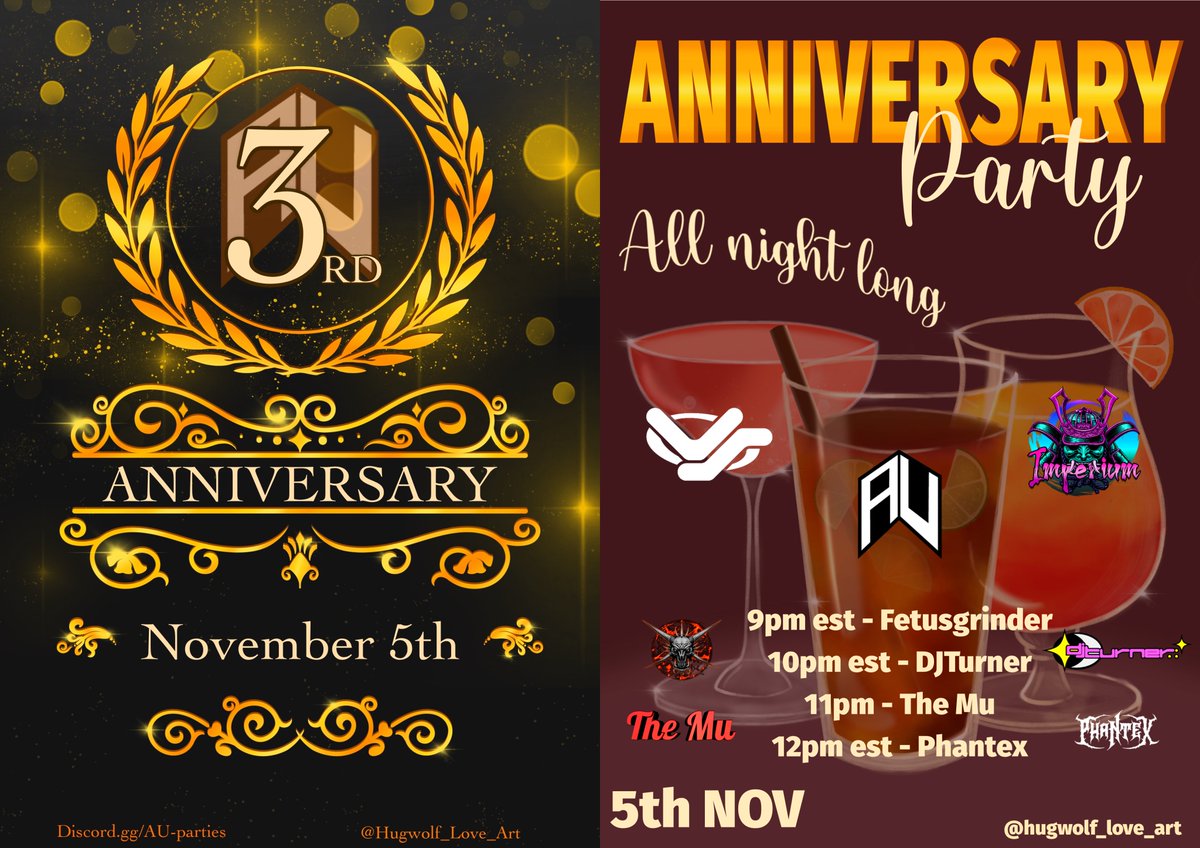 Club__AU's tweet image. IT's our ANNIVERSARY!!!
It's been 3 years #VRchat!
Tonight we have 2 coming to celebrate with us!
Special thank you to Club Imperium and @Virt_Sanctuary for coming trough for this!
It's a 3 way collab!

EDT
9PM @djfetusgrinder
10PM @DJ_TurnerVRC
11PM @TheMuOfficial
12AM @phantexo