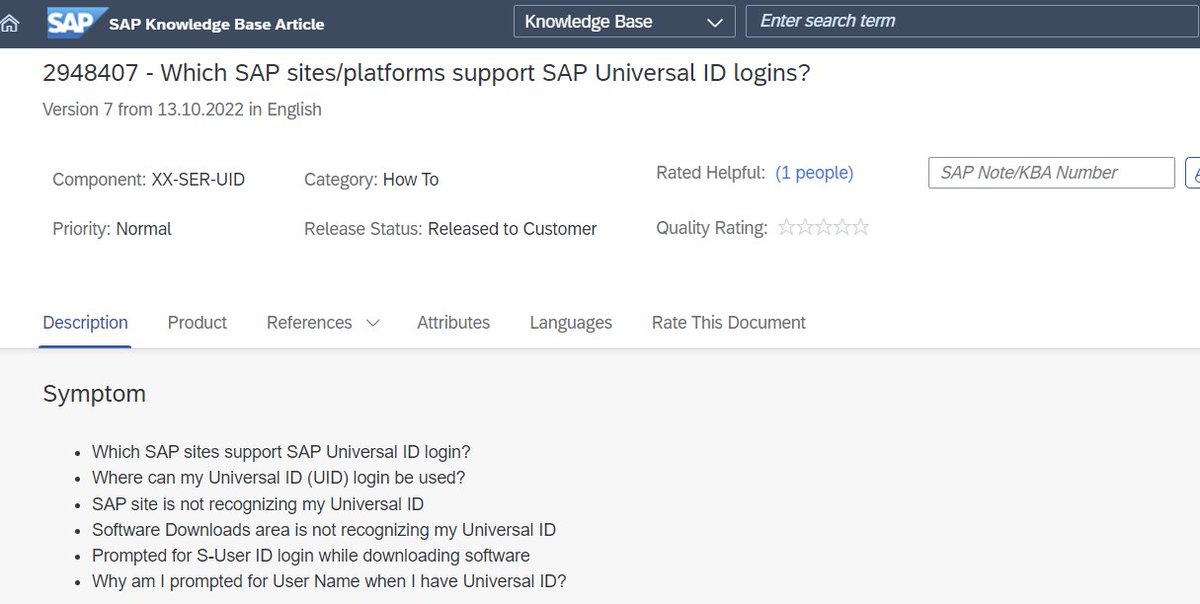 Which SAP sites/platforms support SAP Universal ID logins? ▶️ launchpad.support.sap.com/#/notes/2948407  #sapuniversalid #sapid #sapforme @SAPCommunity @SAPMentors #sapchampions @ausape @SAPSpain