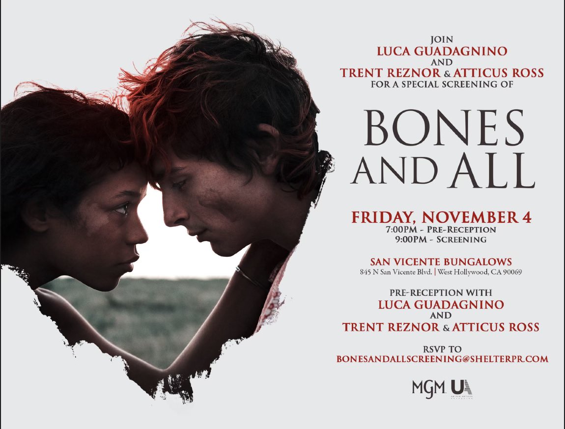 Saw a screening of #BONESandALL soundtrack by <a href="/trent_reznor/">unused</a> #atticusross. If I was going to see a canabalistic romance movie this year this is it! #timotheechalamet