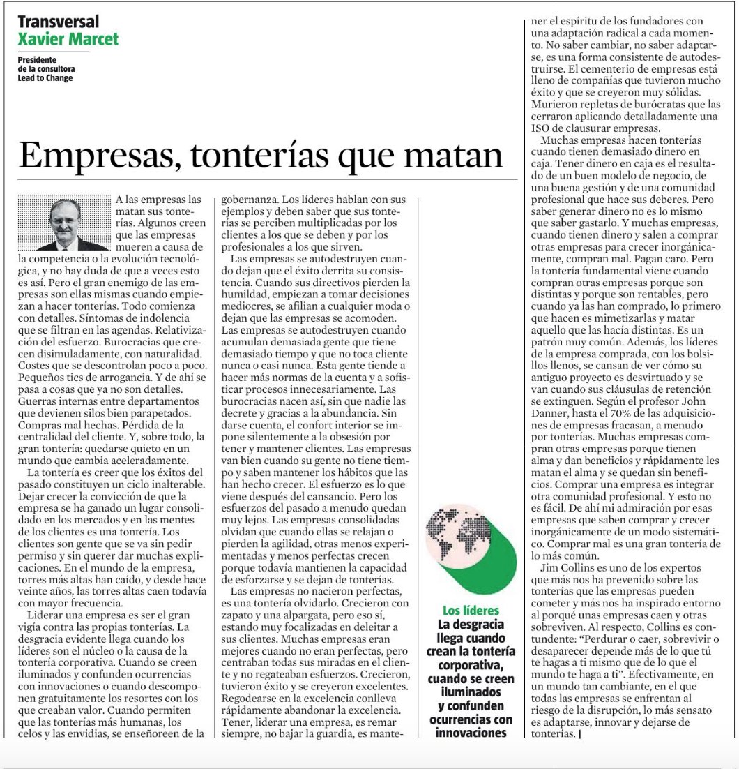 Tonterías que matan
Mientras leo  las últimas noticias de Elon Musk como nuevo propietario de Twitter, me viene a la cabeza un artículo que escribí hace cuatro en <a href="/LaVanguardia/">La Vanguardia</a> y que con gusto se lo vuelvo a presentar lavanguardia.com/economia/20221…