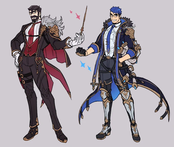 some oc designs i made with ! they're dating :3c 