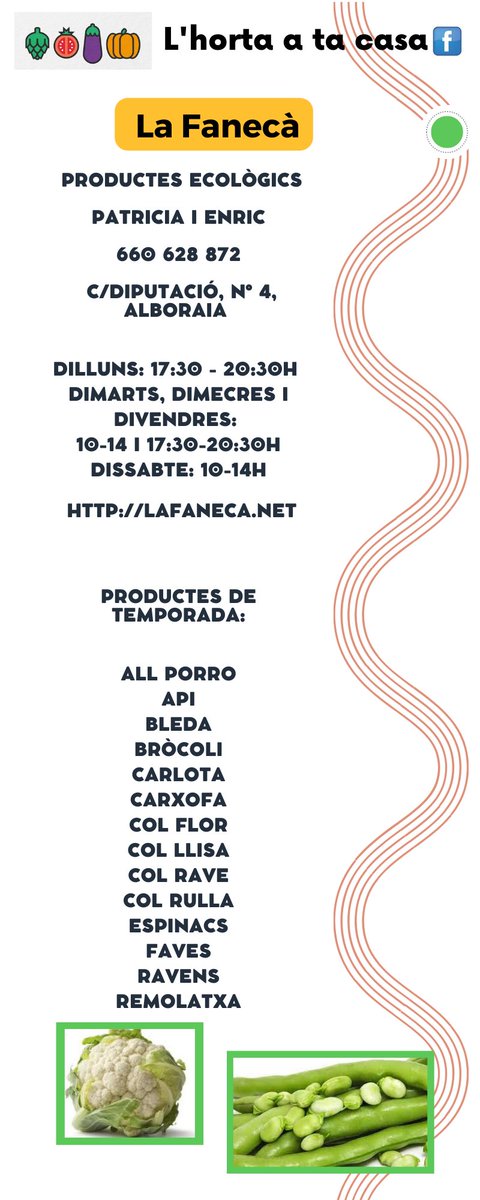 Hola de nou! Actualitzem les llistes dels productors i productores d'Alboraia amb les collites de la tardor/hivern. Faves, carxofes, bledes... ja sabeu a qui podeu comprar a prop de casa. Fil 👇 (1)