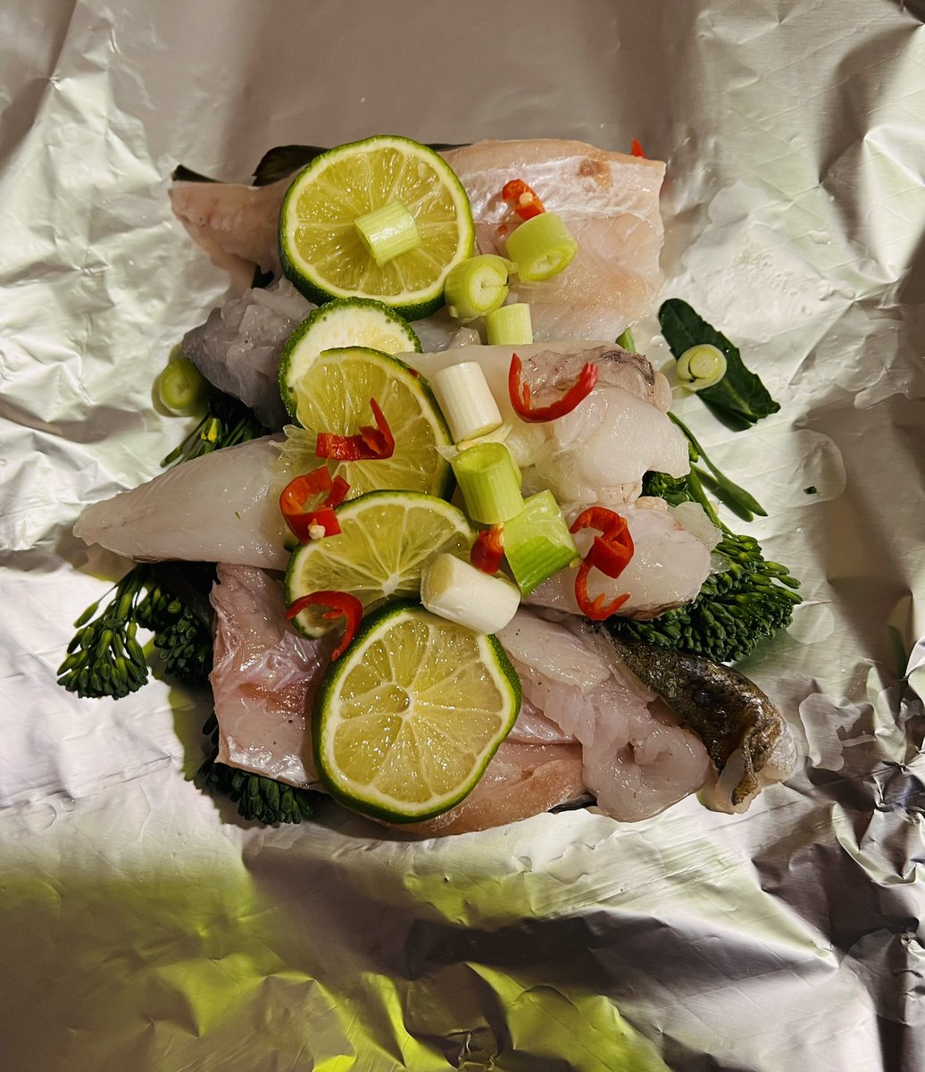 bryce_isobel's tweet photo. Back in Sept. OH was invited on a local fishing trip along #FoweyRiver &amp; out to #PolridmouthCove. There was quite a swell so OH felt he’d ‘sweated’ 🤢for his catch! Used last of it tonight - fresh from freezer - with @waitrose fab aromatic fish recipe. Think I did it justice 👍 https://t.co/0TTQLZNhwV