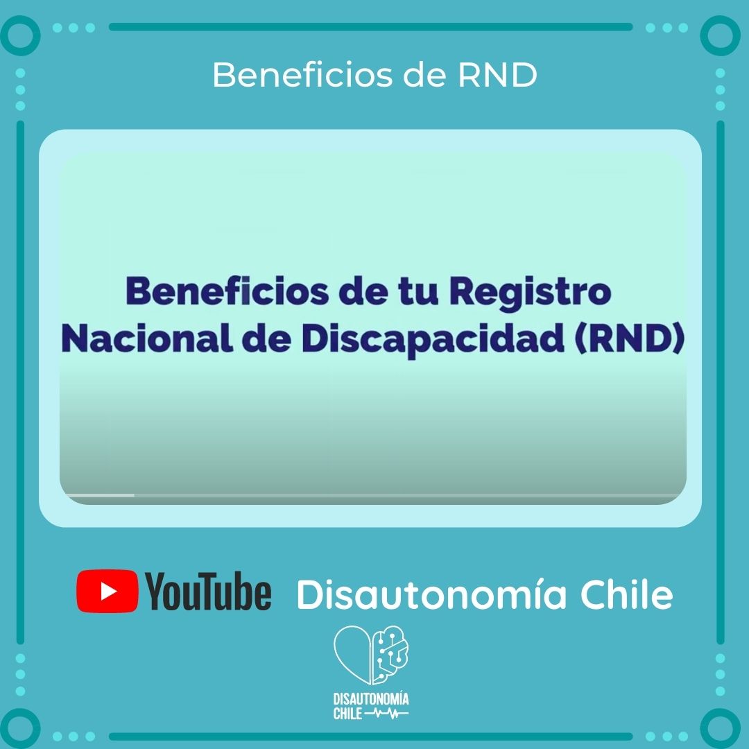 ⏩Recuerda que puedes ver el vídeo en nuestro canal de Youtube sobre los beneficios que ofrece el RND (Registro Nacional de Discapacidad) 

⏩ Link en nuestra biografía o encuéntranos en Youtube como "Disautonomía Chile"