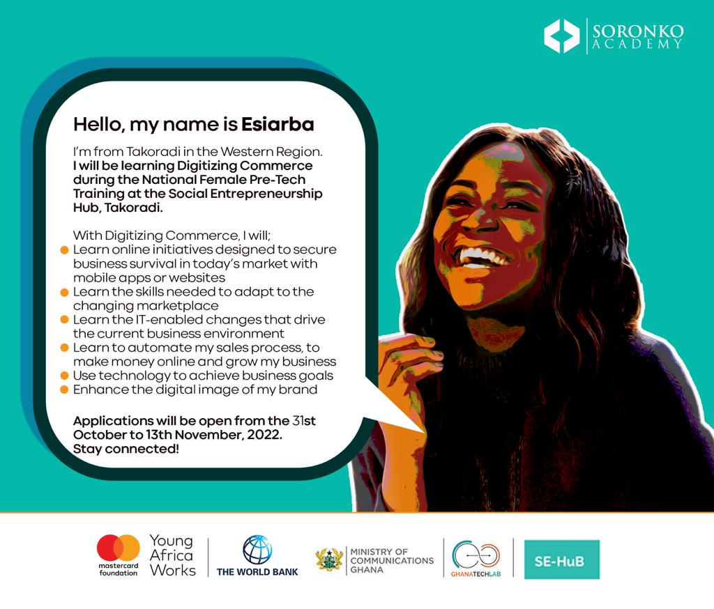 SEHUBGH1's tweet image. Don’t miss this opportunity!!! Apply here and share lnkd.in/eAYEQt7K
𝗔𝗽𝗽𝗹𝗶𝗰𝗮𝘁𝗶𝗼𝗻 𝗱𝗲𝗮𝗱𝗹𝗶𝗻𝗲- 𝟭𝟯𝘁𝗵 𝗡𝗼𝘃𝗲𝗺𝗯𝗲𝗿 𝟮𝟬𝟮𝟮

#youngafricaworks #pretechskills #gtlimpact #soronkoimpact, #sehubgh1 #gtlimpact