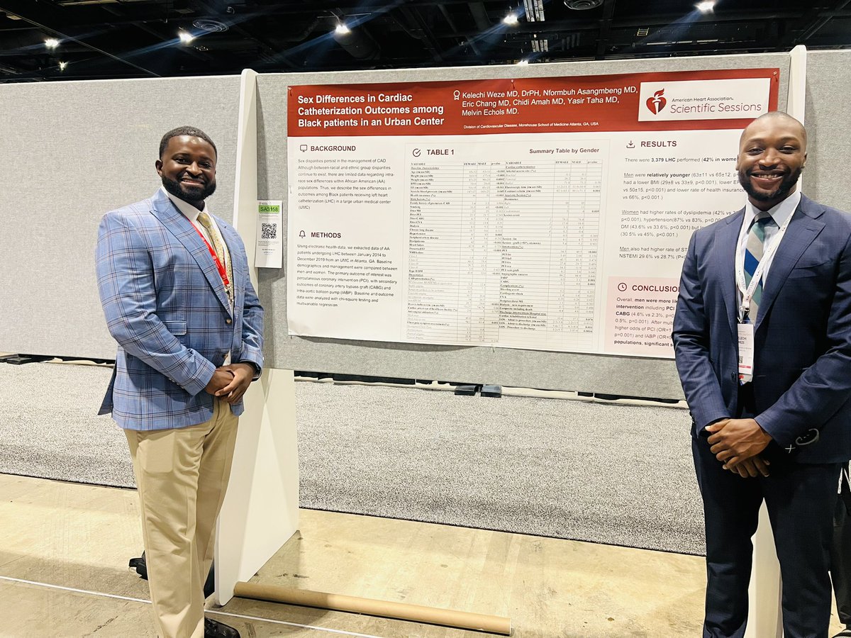 Kelechi Weze MD DrPH (@dr_weze) on Twitter photo Excited to present some of our disparities work at #AHA22 #MSMCVDfellows <a href="/CardioValMD/">Nformbuh Val Asangmbeng MD</a> <a href="/MelvinEchols9/">Melvin R. Echols, MD, MSCR, FACC, FHFSA, FASPC</a> Excited to present some of our disparities work at #AHA22 #MSMCVDfellows <a href="/CardioValMD/">Nformbuh Val Asangmbeng MD</a> <a href="/MelvinEchols9/">Melvin R. Echols, MD, MSCR, FACC, FHFSA, FASPC</a>