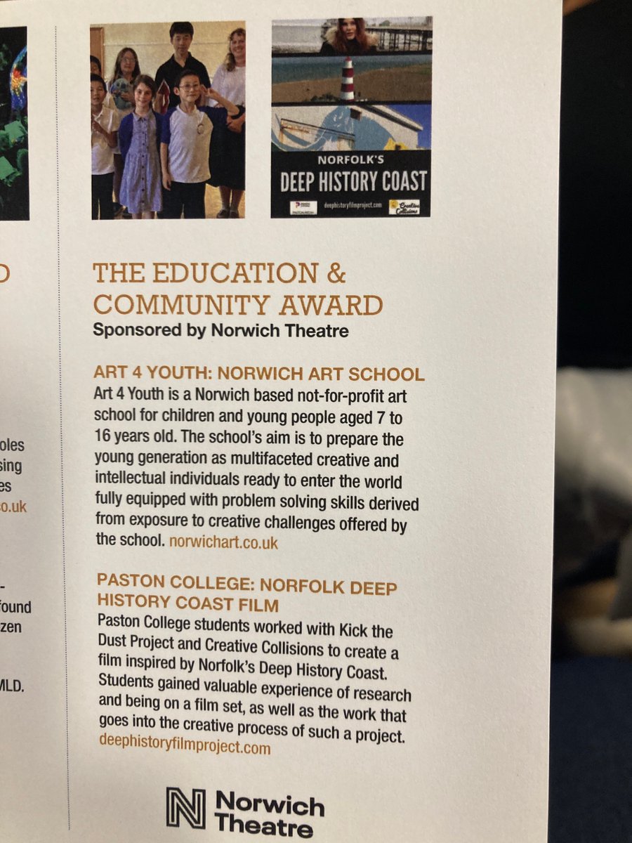 PastonMedia's tweet photo. Proud to be representing the college at Norfolk Arts Awards for the Deep History Coast Film this evening - well done to all the students involved! @NorfolkMuseums @NN_DeepHistory @CreateCollide @KTDnorfolk @PastonCollege @StainthorpeMatt https://t.co/HoGqgAa38C
