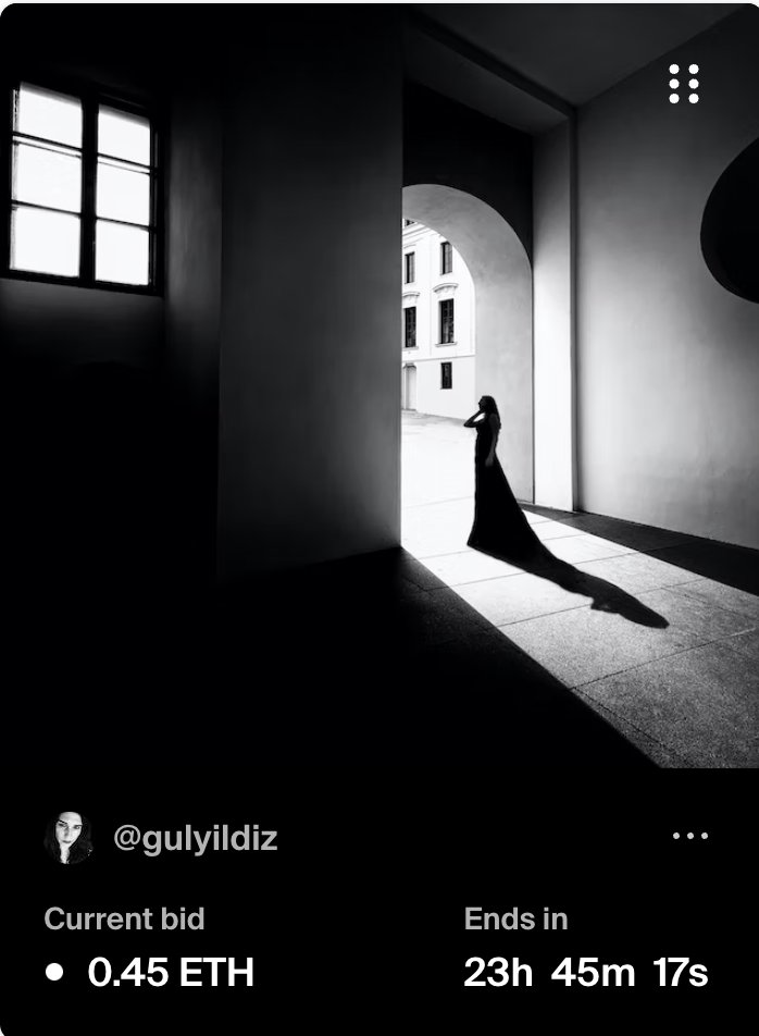 AUCTION 😍
Oh my god dear <a href="/a5ht4r/">Ashtar.eth</a>  has started an auction for my  'Wait Me'  photo.  You made me very happy now dear ❤️  BW is a love   😍
You can see the link for full screen. 
<a href="/foundation/">Foundation 🌐</a> 
foundation.app/@gulyildiz/prb…