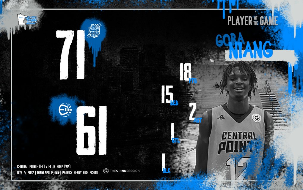 FINAL
Central Pointe (FL) 71 
Elite Prep (WA) 61
Player of the Game: Gora Niang 18p 15r 2a 1s 1b

Vuk Vukicevic 23p 5r 2s 1b
Zoom Diallo 18p 2r 8a 3s
Justin White 15p 2r