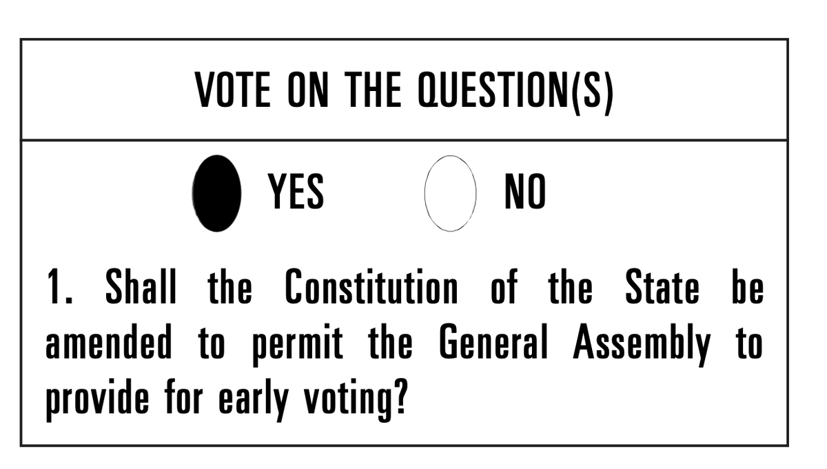 CTVotesEarly's tweet photo. Familiarize yourself with the early voting ballot question: "Shall the Constitution of the state be amended to permit the General Assembly to provide for early voting? 

And remember to vote "YES!" https://t.co/UxYmNm4E8q