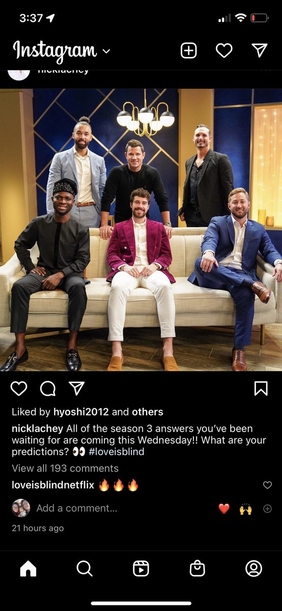 Haley_Sheen's tweet photo. You can’t see Matt, Brennan or Bartise’s left hands… wedding rings?? Hmm 😎 #LoveIsBlind3 https://t.co/UH91N7zEan
