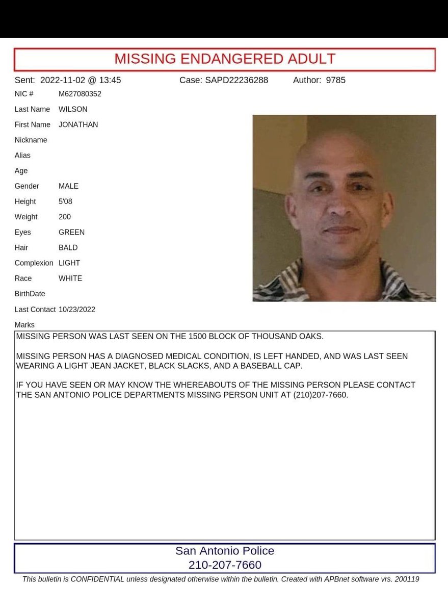 My friend Jonathan is missing. Crystal, his wife, is longtime and dear friend.  

Please keep a lookout downtown and at bus stops. He was last wearing a Cavender's ball cap and light colored Jean jacket.

if you can retweet this, I would greatly appreciate it.