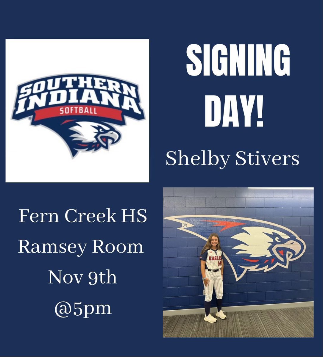 HIGH SCHOOL SOFTBALL 🥎

NCAA D1 College Signing Alert ⚠️

2023 C/UTL SHELBY STIVERS, who plays travel for <a href="/FusionSB_unruh/">Fusion 18U National Unruh/Greenwood</a> and KHSAA for Louisville Fern Creek <a href="/FernCreekHigh/">Fern Creek High School</a> <a href="/fcthsathletics/">Fern Creek High School</a> <a href="/fern_high/">Fern Creek High School Tiger Softball</a> <a href="/creekersoftball/">Fern Creek Softball</a> , plans to sign with Southern Indiana at 5 pm Nov 9th