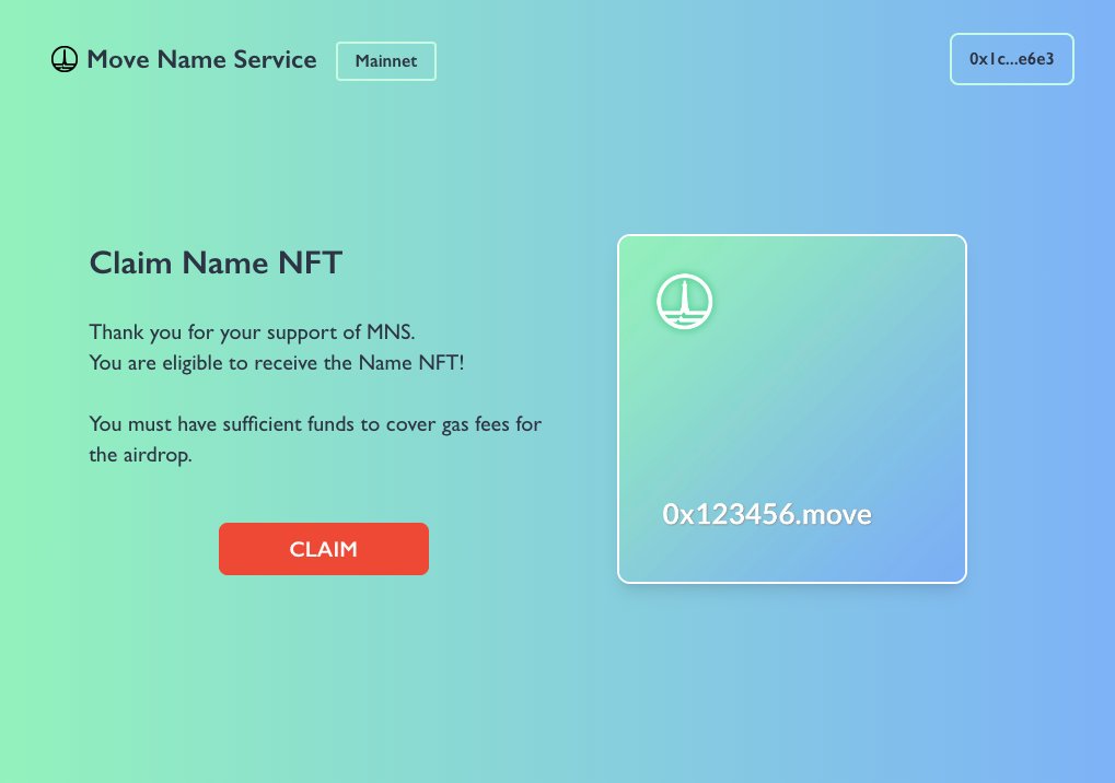 MoveNameService's tweet photo. Free claims of MNS name NFTs have just begun!

If you have met some requirements and you're eligible for the free claim, you can get one MNS name for free on the page below✨

https://t.co/qamhMf9xRG

#Aptos #AptosEcosystem #AptosGiveaway https://t.co/0KobPtFDEQ