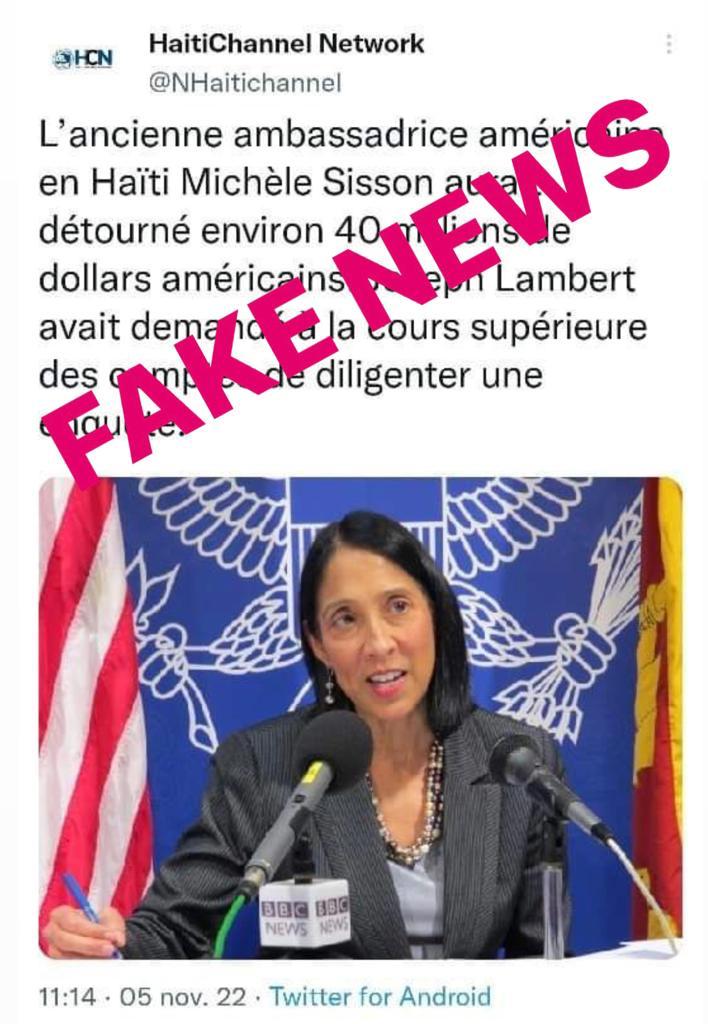 Cessez la campagne de mensonges ! Contrairement à ce que dit <a href="/NHaitichannel/">HaitiChannel Network</a>, en ma qualité de Sénateur, j’avais réclamé de la CSCCA un audit de la gestion du fonds géré par le BINUH pour les activités du référendum (avorté) et dans lequel l’État 🇭🇹 avait déposé 40 millions US.