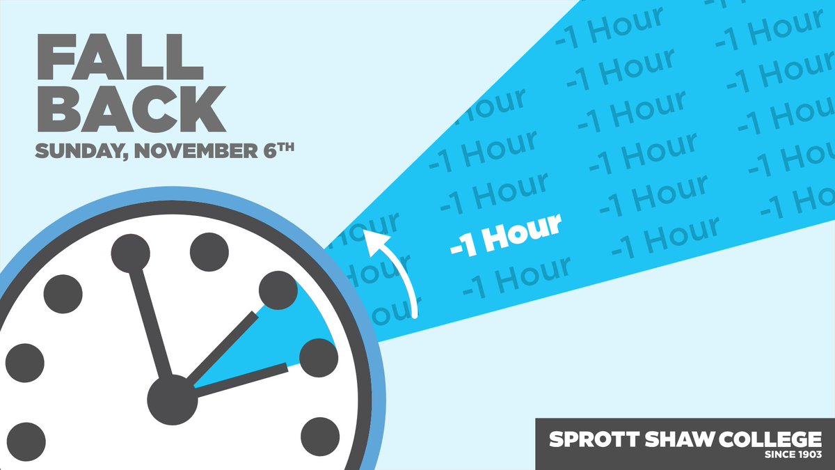 sprottshaw's tweet image. Mondays are hard enough- don&apos;t forget to set your clocks back tonight to make your wake up call a little easier. 
Hope you&apos;re all having a great weekend!

#fallback2022 #sprottshawcollege