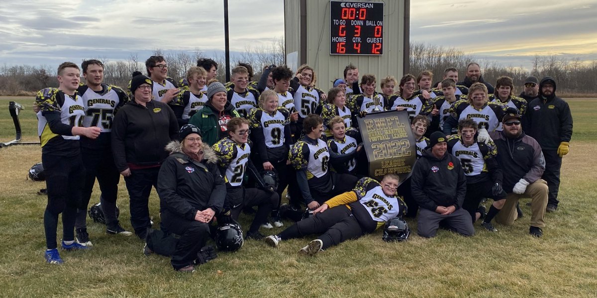 GeneralsFootballSK (@skgenerals) on Twitter photo On our 10th season in the RMFL <a href="/RuralMBFootball/">Rural MB Football</a> we finally got it done. It was a gritty defensive battle against an incredibly tough <a href="/InterlakeFtball/">Interlake Thunder</a> with a 16-12 final score. Thank you to all the players, coaches, volunteers and fans that make it all happen. On our 10th season in the RMFL <a href="/RuralMBFootball/">Rural MB Football</a> we finally got it done. It was a gritty defensive battle against an incredibly tough <a href="/InterlakeFtball/">Interlake Thunder</a> with a 16-12 final score. Thank you to all the players, coaches, volunteers and fans that make it all happen.