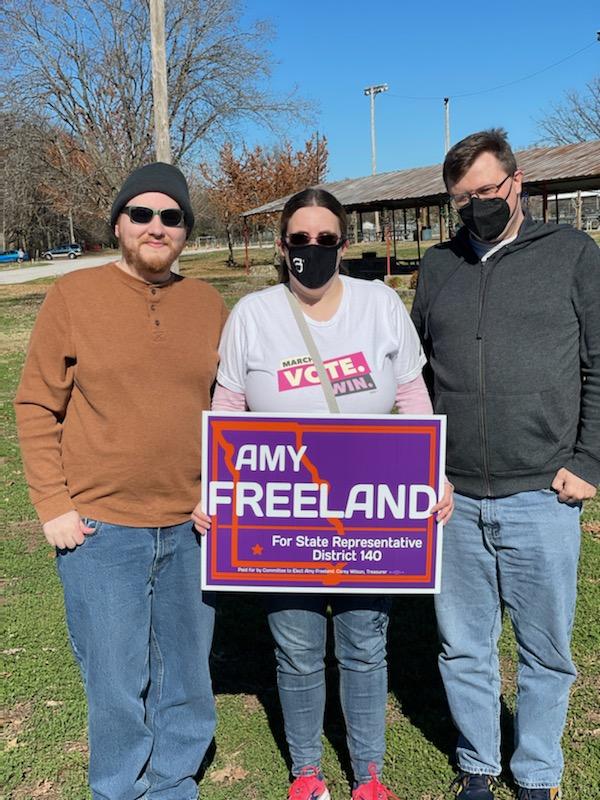 electAFreeland's tweet photo. The coordinated campaign person took our picture, which allowed Corey to step out from behind the camera. My amazing husband/treasurer has been there for me at EVERY event. And of course Phil is one of our best canvassers. Thanks for showing up for me on a chilly day, team! https://t.co/pu0d8Zbmr1