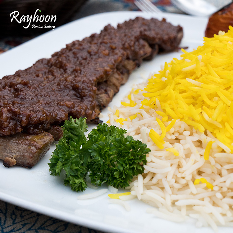 Kabob Torsh features strips of tenderloin topped w/ a thick sauce of pomegranate molasses and ground walnut. Toasty, sweet &amp; lightly sour w/ a melt-in- your-mouth texture.

.#learnpersian: "Salaamat baashid" is a polite saying that means "I hope you are in peace."

#burlon #halal