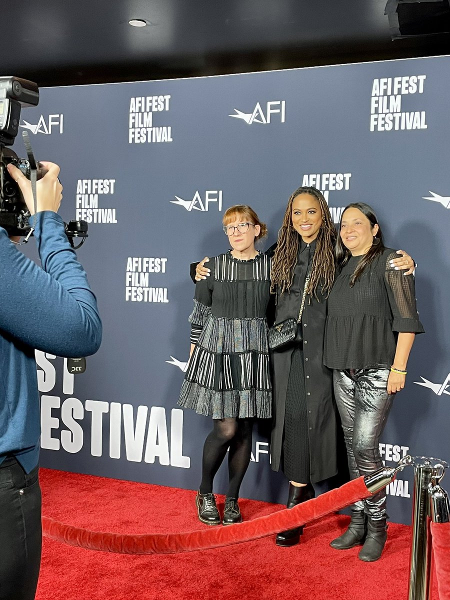 #AFIFEST Guest Artistic Director @ava poses on the red carpet with MOSQUITA Y MARI Director @aurog24 & HELLION Director Kat Candler