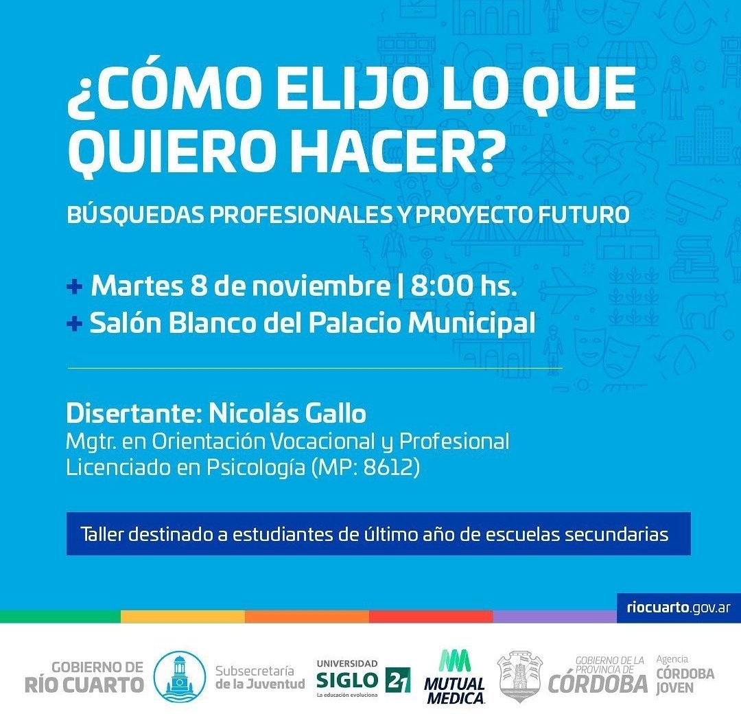 NycoGallo's tweet photo. Gracias a la Subsecretaría de La Juventud y la Agencia Córdoba Joven, junto a @LaSiglo21 recibiremos a más de 100 estudiantes de Río Cuarto en el Salón Municipal de la ciudad. https://t.co/kgmYS41TXa