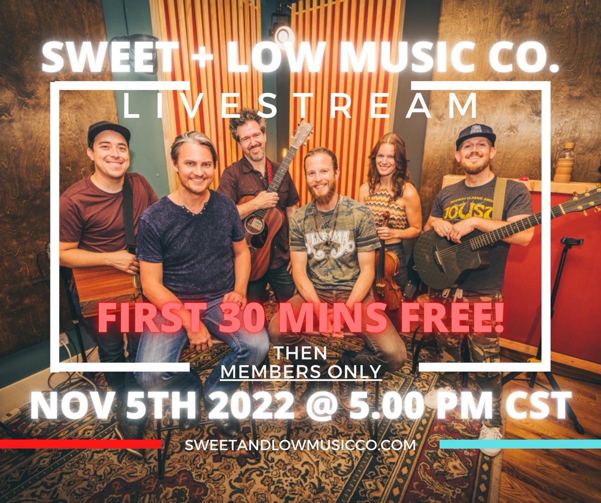 5pm CST today! First 30 minutes is free followed by an exclusive stream for members of our community here: sweetandlowmusicco.com