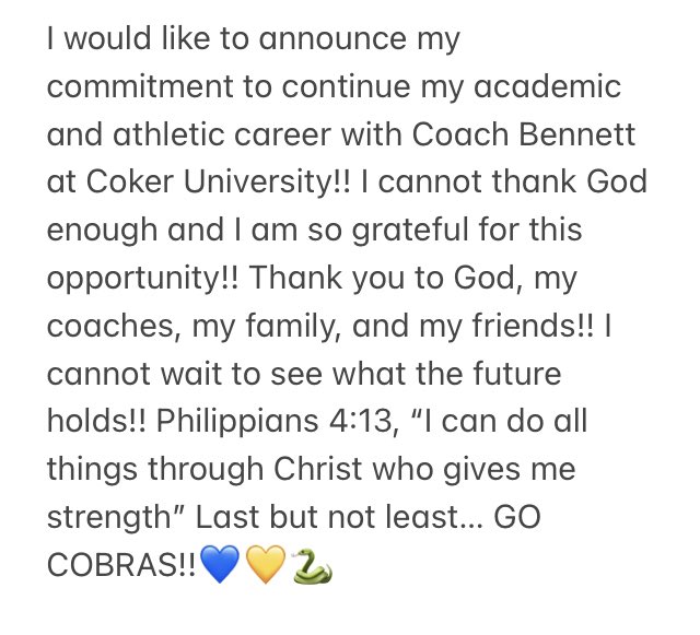 EmmaRushing26's tweet photo. So incredibly thankful for this opportunity!! Cannot wait to see what the future holds!! #committed @cokersball @Softball_CoachB @SBCoachJones https://t.co/Qo0NcsVKKC