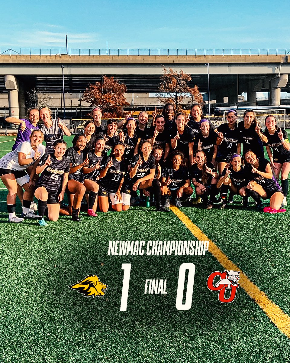 WE ARE THE CHAMPS. 

NEWMAC WOMEN'S SOCCER CHAMPIONSHIP FINAL

⚽️ No. 3 <a href="/emersonwsoccer/">Emerson Soccer</a> 1 | No. 4 Clark 0

STORY: emersonlions.com/sports/wsoc/20…

GOALS
⚽️ Caitlin Johnston (77")

#HearUsRoar