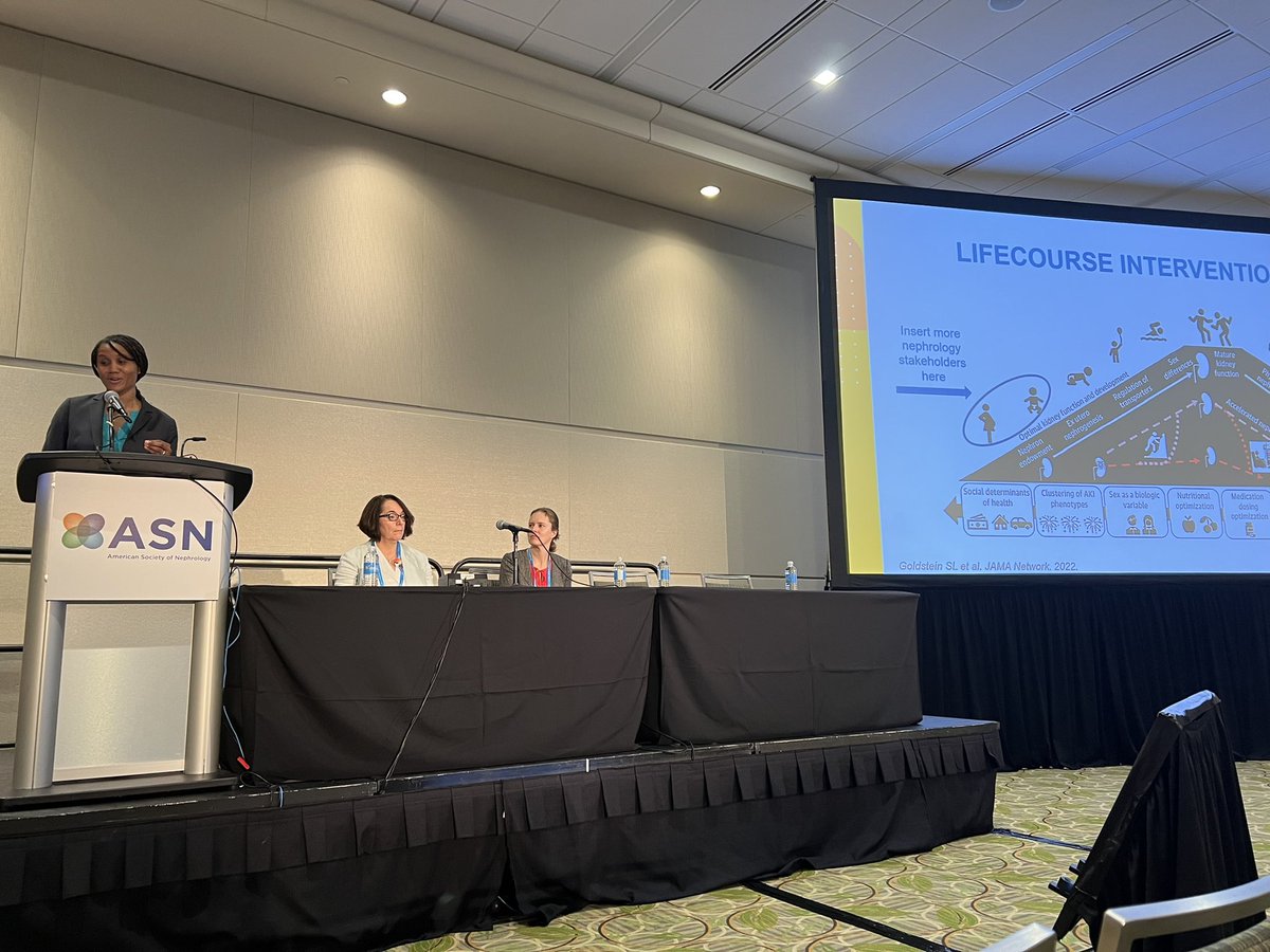 Fantastic talk by <a href="/drkeia/">Keia Sanderson, MD MSCR</a>. She highlights that we must add more nephrology stakeholders into maternal health care to improve kidney outcomes across the life course.  Agree!! #ASNKids22