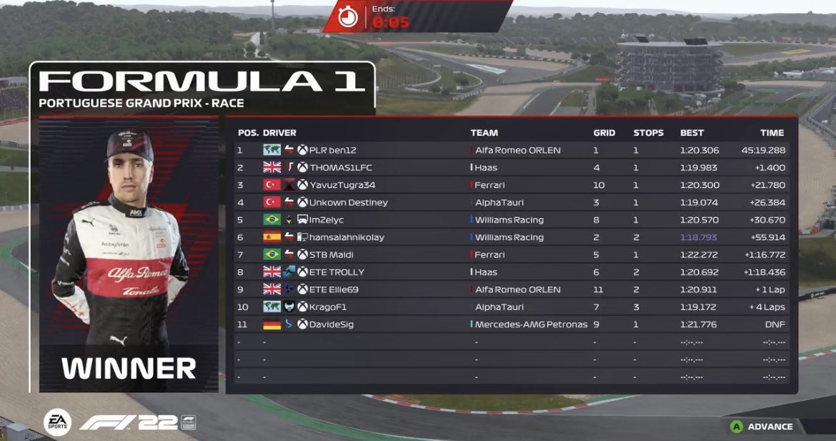 TKF1League's tweet photo. Good race in T1 tonight with PLR_BEN12 picking up his 2nd win of the season 

Disappointing race for @KragoF1 after he was involved in a collision which ruined his chance of a P5

Apart from that it was a great race join us next week for T1 /T2 at Monaco and  Austria GP.. https://t.co/5xYgFsXUQS