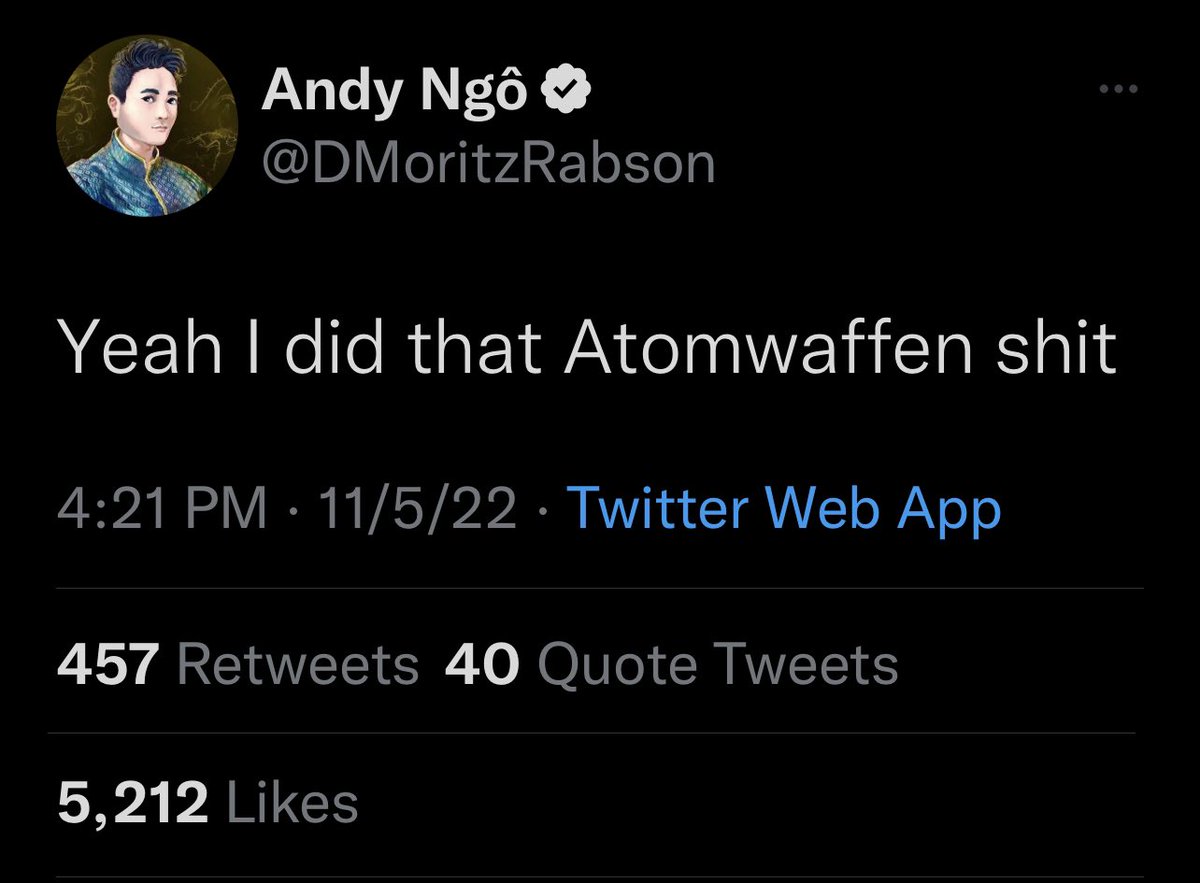MrAndyNgo's tweet photo. A freelance journalist who has been published in @theintercept @Newsweek @PBS is using his verified account to impersonate me on Twitter. He spreads the Antifa lie (used to justify multiple attempts on my life) that I provided a list of targets to a neo-Nazi group. 
cc: @elonmusk https://t.co/MiCxCU6ARW