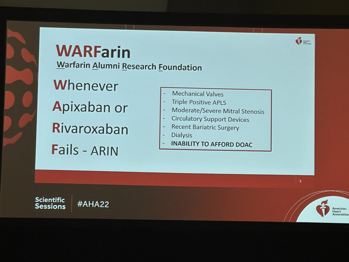 Did you know what warfarin stands for? A little humor (but mostly true!) from @AnticoagPharmD #aha22
